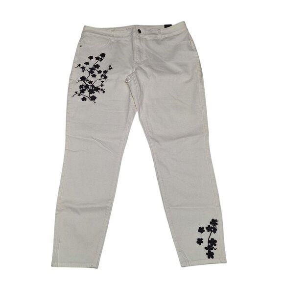 WHBM White House Black Market Pants Cropped Embelished Embroidered Womens 12 - Picture 9 of 10